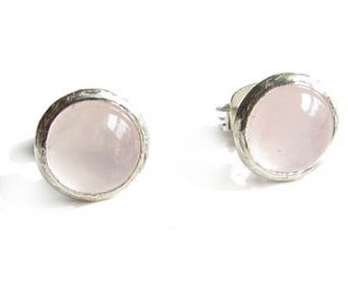 rose quartz sterling silver stud earrings by catherine marche jewellery