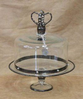 CROWN CAKE PLATE & STAND Vintage glass & Swarovski crystal by Theresa Seidel NEW Kitchen & Dining