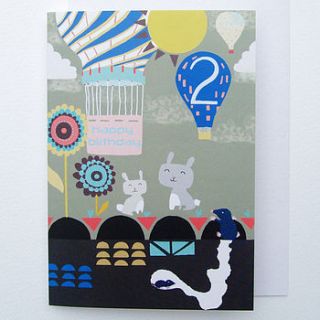 second birthday hot air balloon card by fay's studio