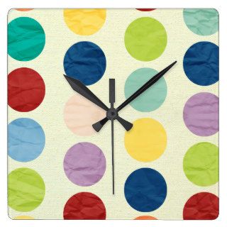 Retro Polka Dots Hipster Fashion Vintage Color Clocks