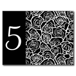 Vintage black white roses Table Number Postcard