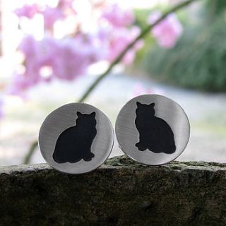 silver cat cufflinks by hannah louise lamb