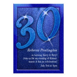 Sparkly Blue 30 and Flirty Birthday Invitations