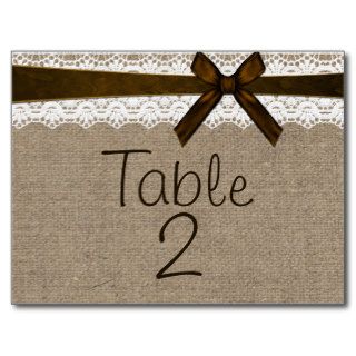 Rustic Burlap and Vintage Lace Table Number Card Postcard
