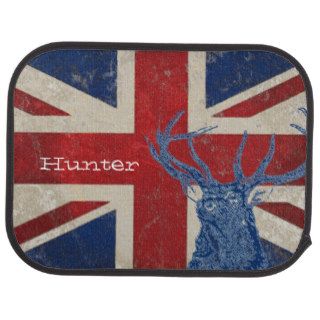 Personalized Deer Stag UK Flag Floor Mat