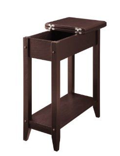 Convenience Concepts 7105059 ES Modern American Heritage Flip Top End Table   Small Entertainment Stand