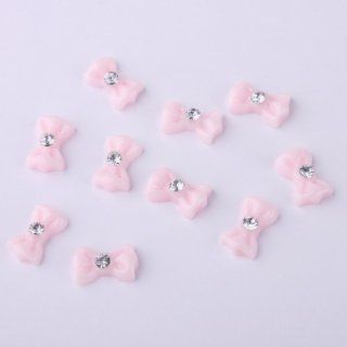 Nail_world365 100pcs 3D Light Pink Resin Acrylic Bowknot Bowtie Butterfly Nail Art Decorations Nail Stickers With Rhinestone  Beauty Products  Beauty