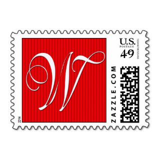 Pin Stripe Red Monogram    Letter W Stamps