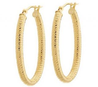 EternaGold Textured Oval Hoop Earrings 14K Gold —