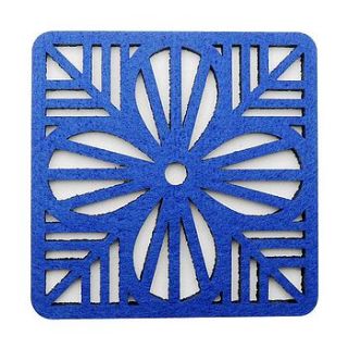 set of four square navy felt coasters by edition design shop