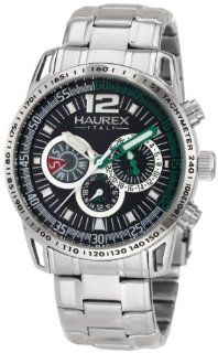 Haurex Italy Men's 7A367UNV Talento Dual Time Black Dial Steel Bracelet Sport Watch Haurex Italy Watches