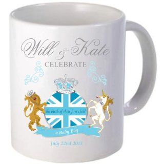 It's a Royal Baby Boy Licensed Commemorative Coffee Mug Prince William and Kate July 22 2013 by British Designer Rikki Knight Kitchen & Dining