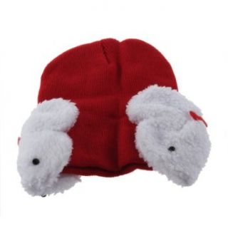 YKS Baby Toddler Kids Boys Girl Winter Ear protection Flap Warm keeping Hat Beanie soft Cap Crochet bunny small dual Rabbit shape decor wool earmuffs Beanie for children (red) Clothing
