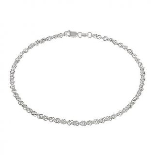 Sterling Silver Twisted Diamond Shaped Link 10" Anklet