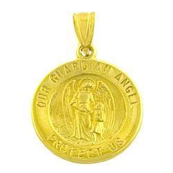 14k Yellow Gold Guardian Angel Medal Pendant Fremada Gold Necklaces
