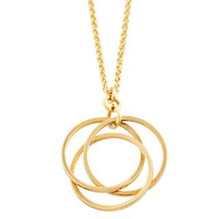 14 Karat Yellow Gold Interwoven Circles Pendant With Wheat Chain Necklace (18 inch) Jewelry