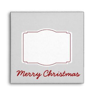 Merry Christmas Silver Holiday Square Envelopes