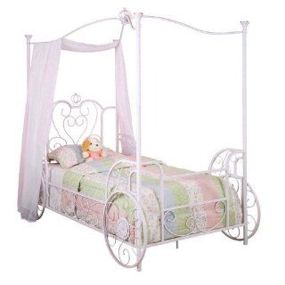 Powell Princess Emily Canopy Twin Size Bed 374 072 (White/Pink) (83.5"H x 88"W x 44.75"D)   Childrens Bed Frames