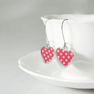 polka dot heart drop earrings by very beryl