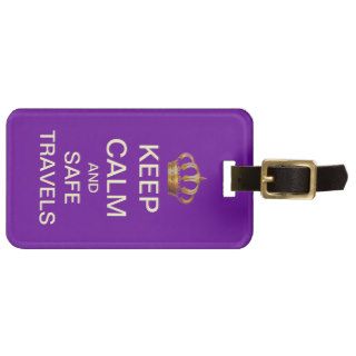 Keep Calm Safe Travels Custom Luggage Tag (Purple)