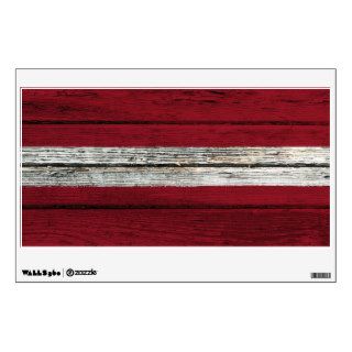 Latvian Flag with Rough Wood Grain Effect Wall Sticker