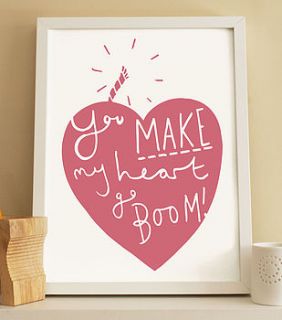 explosive heart valentine's print by old english company