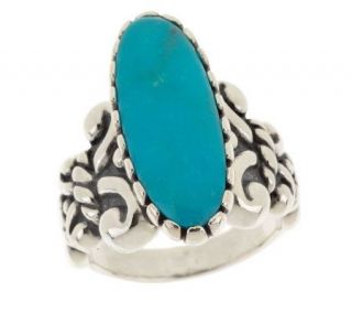 Carolyn Pollack Sterling Elongated Oval Turquoise Ring —