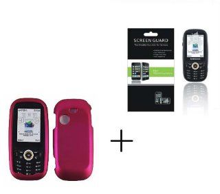 SAMSUNG T369 Rose Red Rubberized Hard Protector Case + PREMIUM LCD Screen Protector w/small microfiber cloth 
