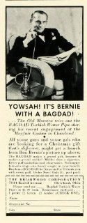 1936 Ad Briarwood Baghdad Turkish Water Pipe Hookah Ben Bernie Mayfair Casino   Original Print Ad  