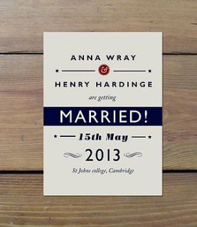 letterpress style vintage wedding invite by hardinge & wray