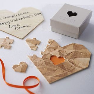 wooden heart jigsaw puzzle   grey by luckies