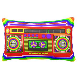 Colorful 80's Boombox Throw Pillow