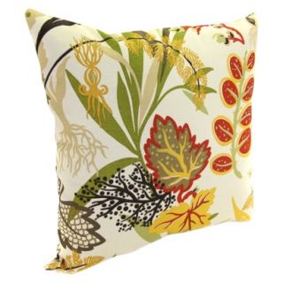 Outdoor Square Toss Pillow   Red/Green Tropical