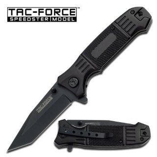 Tac Force Black Spring Assisted Knife with Black Tanto Point Blade