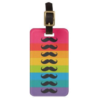 Multi Color Mustache Colorful Stripes Luggage Tag