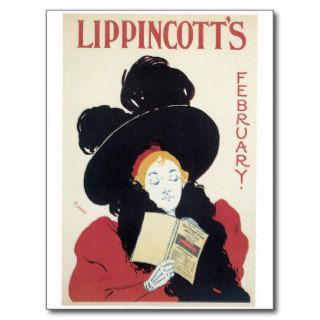 Lippincott's February Art Nouveau Vintage Postcard