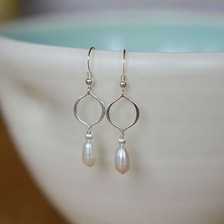 silver and pearl earrings by adela rome