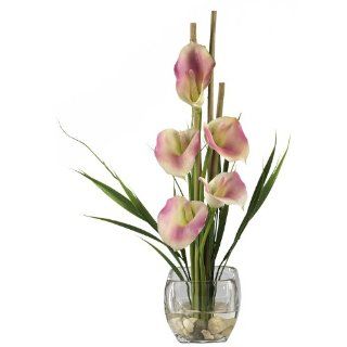 Shop Silk Calla Lilly Liquid Illusion Flower Arrangement   Pink at the  Home Dcor Store