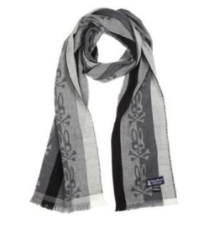 Psycho Bunny   "Bunny Stripe" Italian Wool Scarf in Black/white at  Mens Clothing store
