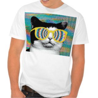 PSYCHEDELIC CAT WITH SUNGLASSES T SHIRT