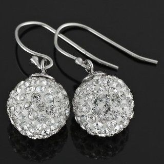 Unique Solid Sterling Silver Rhodium Plated Cz Round Cut White Simulated Diamond Drop Earrings Dangle Earrings Jewelry