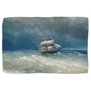 Coastal scene with Stormy Waters  Ivan Aivazovsky Hand Towel