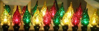 Set of 35 Multi Color Faceted C6 Christmas Lights Green Wire #ES62 484 Kitchen & Dining
