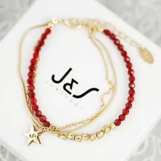 three chain bracelet made with swarovski crystals by j&s jewellery
