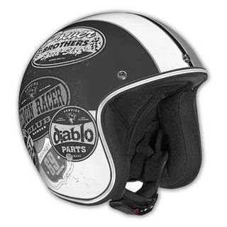 Vega X 380 Open Face Helmet with Old Skool Graphic (Flat Black/Monochrome, Large) Automotive