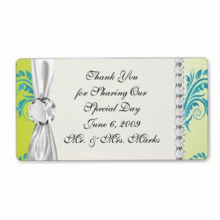 turquoise and lime green ornate damask custom shipping labels
