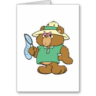 Funny Butterfly Catcher Bear Greeting Card