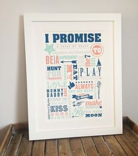 'i promise' boys typographic print by jg artwork