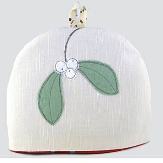 'mistletoe' christmas tea cosy by poppy treffry