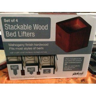 Wood Bed Lifters (Mahogany) (4.25"D x 4.25"W x 3.43"H) Set Of 4   Bed Elevators